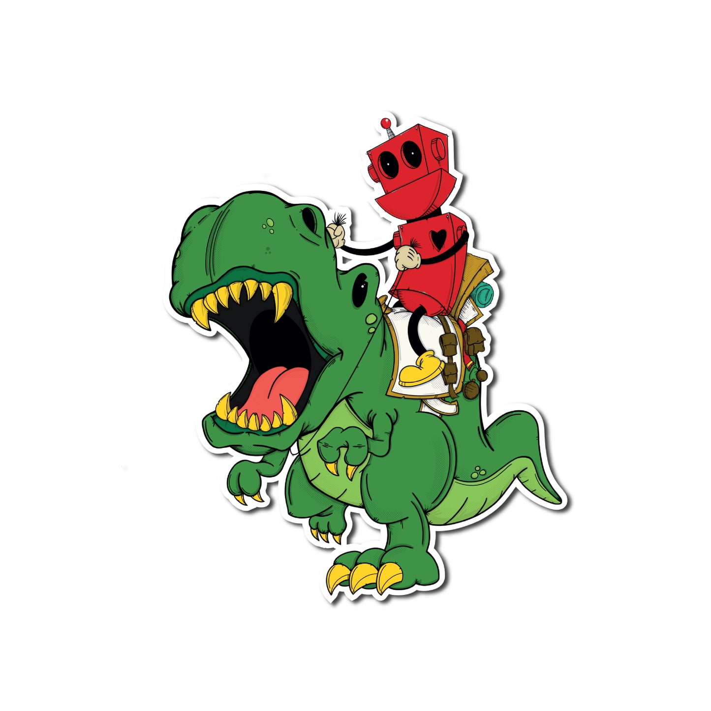 A Robot Riding T-Rex Sticker