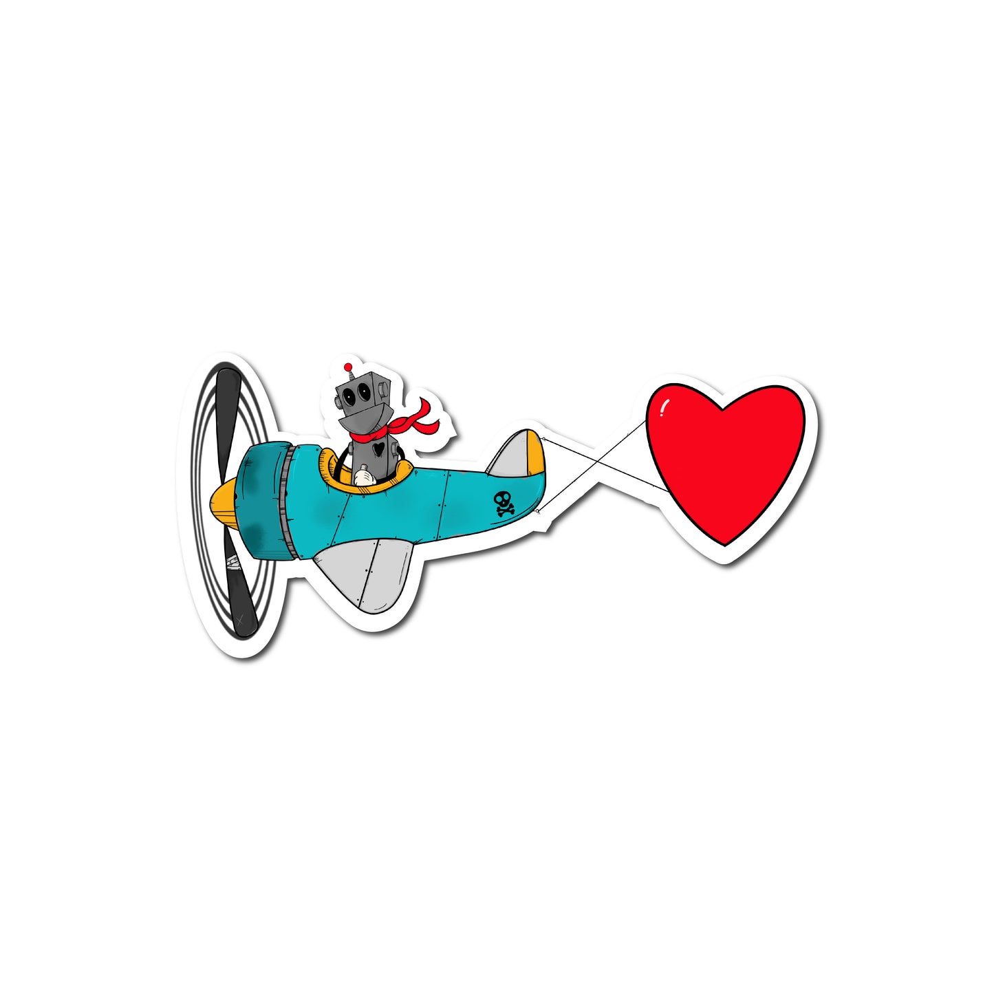 A Robot Flying a Plane Sticker