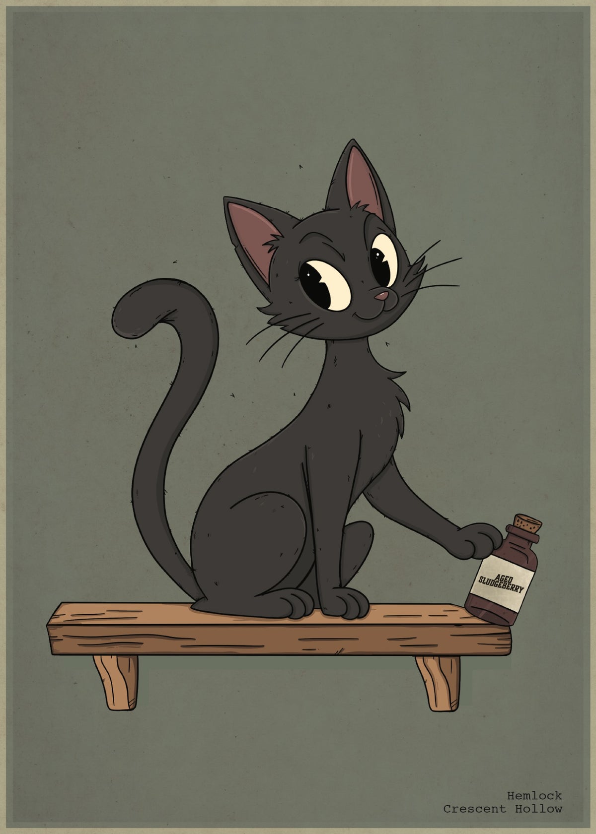 Hemlock, one of the Cats of Crescent Hollow, art by Randall Smith